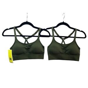 All in‎ Motion Olive Green M Sports Bra Bundle Moisture Wicking Low Support